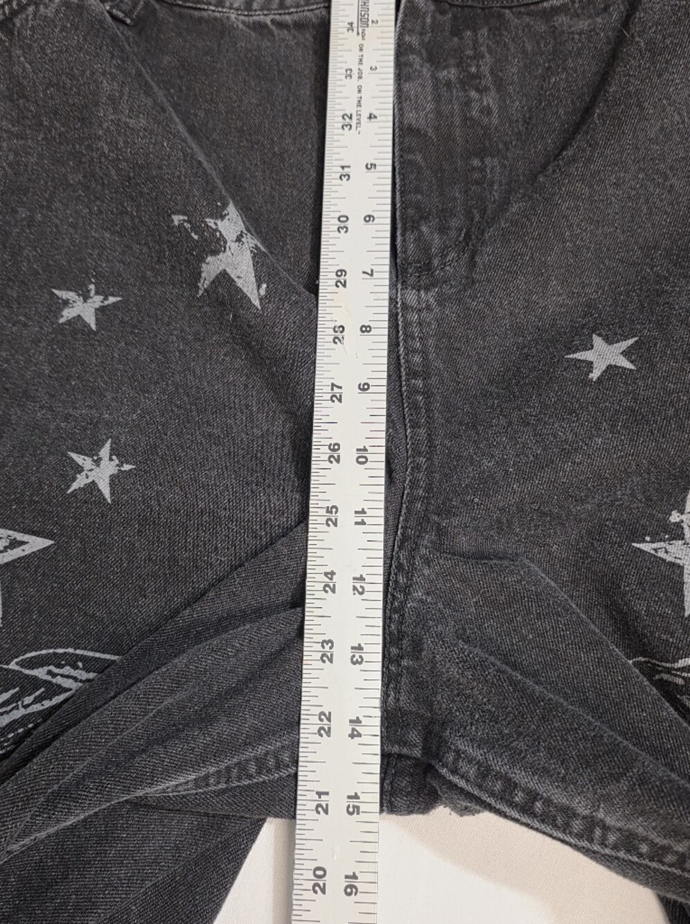 Hot Topic Wing & Star Print Black Wide Leg Jeans Womens Size 22 100% Cotton - Picture 10 of 12